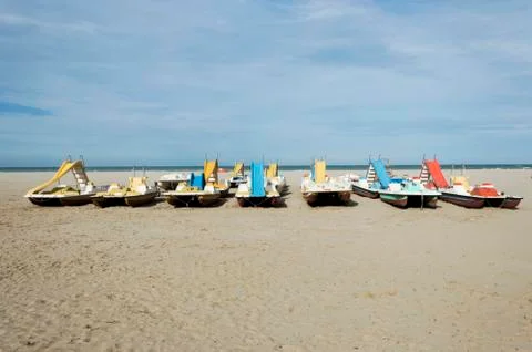 Small boats on the beach Stock Photos