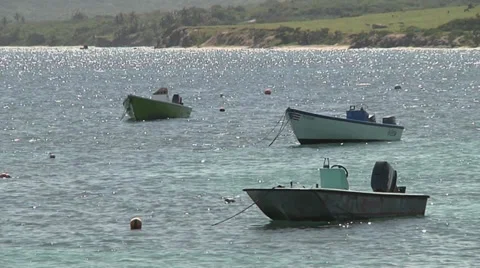 Small boats floating Video stock 31273435