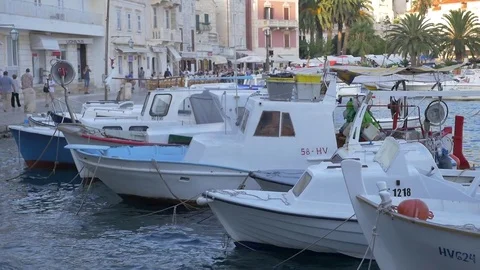 Small Boats floating in harbour Stock-Footage 79658001