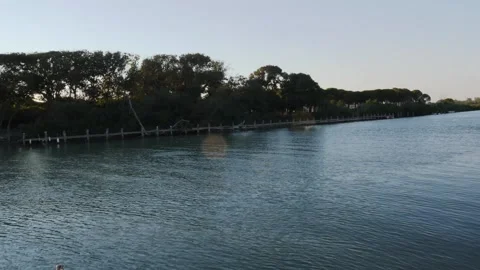 Small boats floating in small harbour Stock-Footage 136150462
