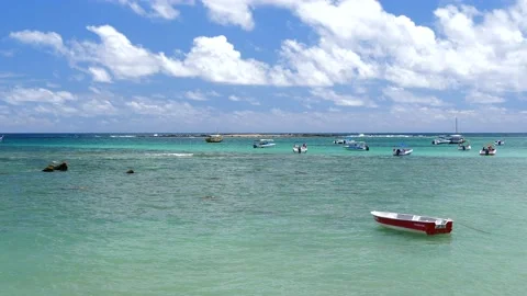 Small boats in harbor at Morro de Sao Paulo, Tinhare Island, Bahia, Brazil. Stock Footage 144772066