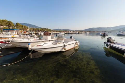 Small boats in the harbor Stock Photos