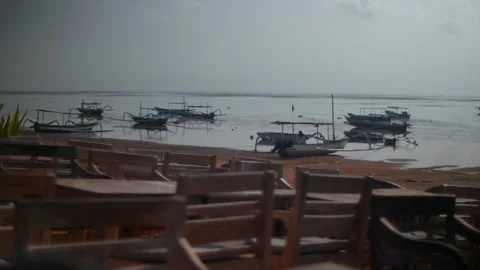Small Boats Moored at Beach in Bali, Indonesia Video stock 333819923