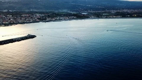 Small boats returning to harbor Stock Footage 108720407