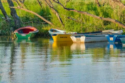 Small Boats at River Fotos de archivo