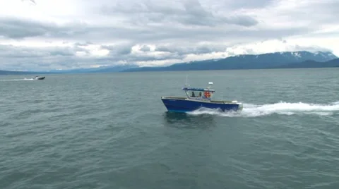 Small Boats Speeding in Bay Stock-Footage 8511573