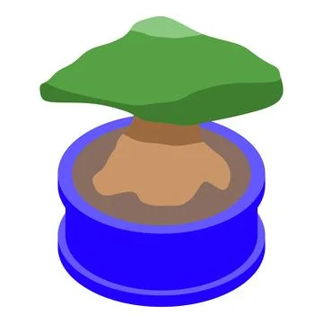 Small bonsai tree is growing in a blue pot Illustrazione stock