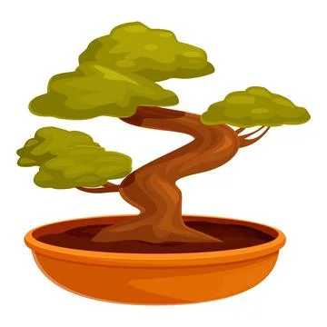 Small bonsai tree growing in a flowerpot Illustrazione stock