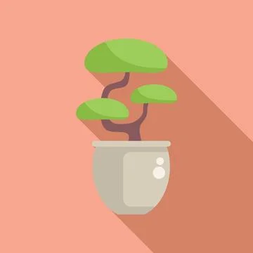 Small bonsai tree growing in a pot minimalist illustration Illustrazione stock