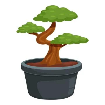Small bonsai tree growing in a pot Illustrazione stock