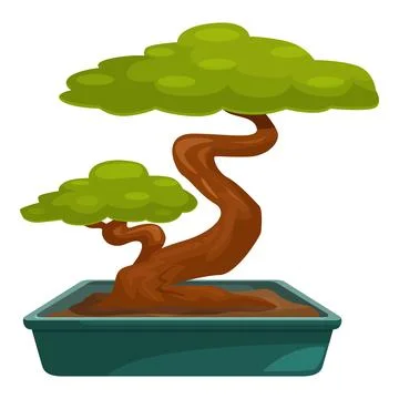 Small bonsai tree growing in a pot illustration Stock Illustration