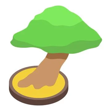 Small bonsai tree growing in a pot isometric view Stock Illustration