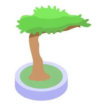Small bonsai tree growing in a pot isometric 3d icon Illustrazione stock