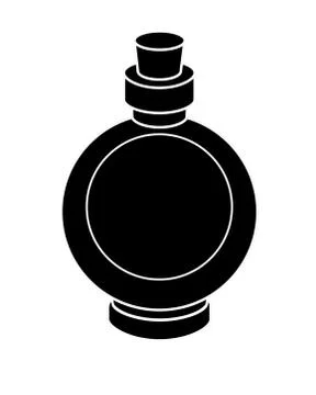 Small bottle - black vector silhouette for pictogram or logo. Vial Stock Illustration