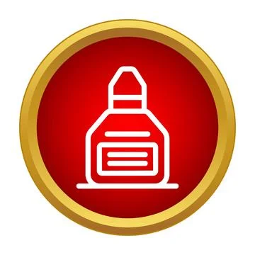 Small bottle icon with label on red background Stock Illustration
