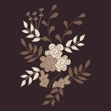 Small bouquets of simple flowers and twigs with leaves. Stock Illustration
