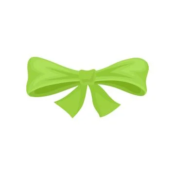 Small bow made of bright green ribbon. Flat vector element for advertising Stock Illustration