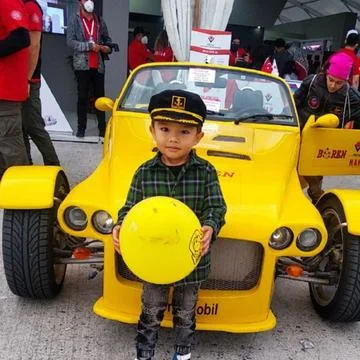 Small boy with car Stock Photos