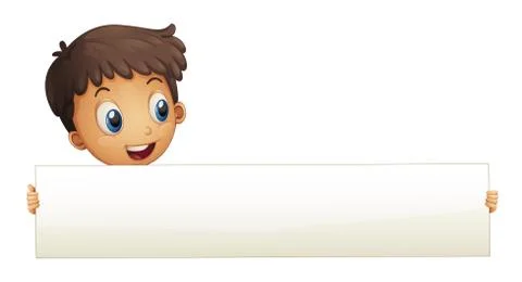 A small boy holding an empty banner Illustrazione stock