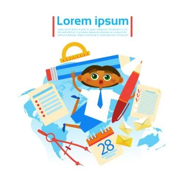 Small Boy Learning Child Preschool Education Concept Stock Illustration