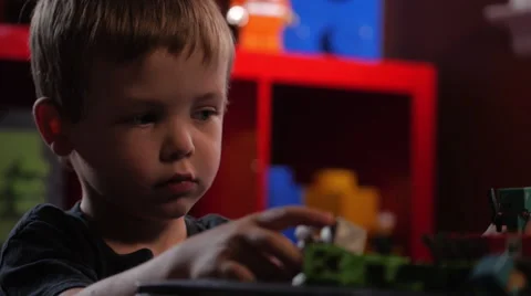 Small Boy - Playing with minecraft toys #1 Stock Footage 63397403