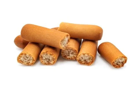 Small bread sticks on a white background. Grissini Stock Photos