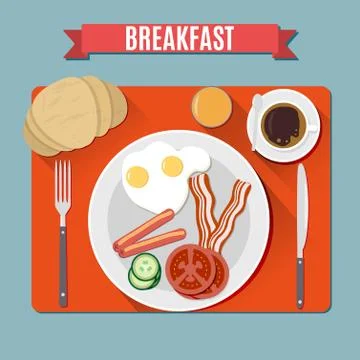 Small breakfast. Top view. Stock Illustration