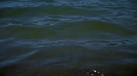 Small breaking waves at shoreline of Lake, tilt down 4K Stock-Footage 36995989