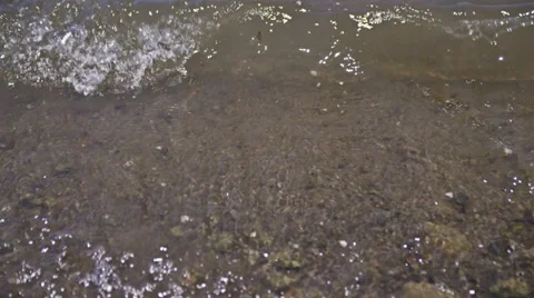 Small breaking waves at shoreline of Lake 4K Stock-Footage 36996780