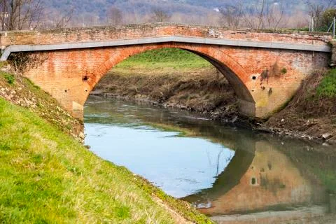 Small brick bridge Stock Photos
