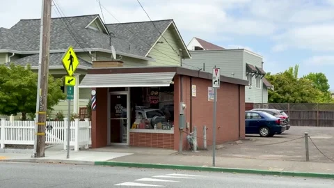 Small Brick Convenience Store in Downtown Petaluma Stock Footage 314528787