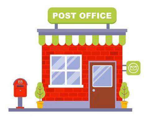 Small brick post office. Ilustração Stock