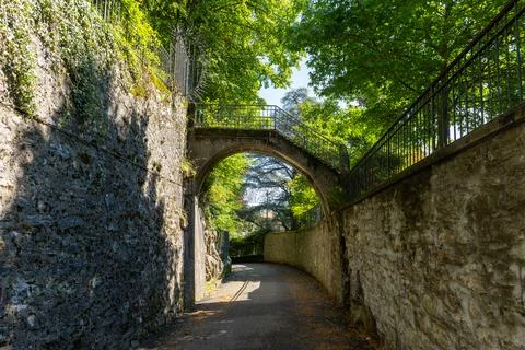 Small bridge on beautiful path Stock Photos