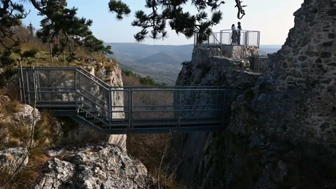Small bridge in Castle of San Sergio in Slovenia Stock Footage 150314588