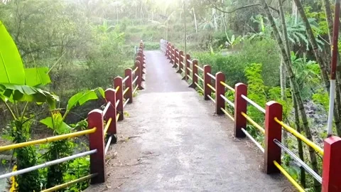 Small bridge at the end of the village Stock Footage 234340605