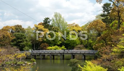 Small bridge in Kyoto's Imperial Palace. Stock Photos