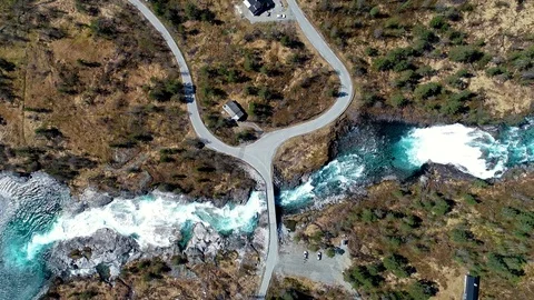 Small bridge over mountain river. Hordaland, Norway. Stock Footage 92838290