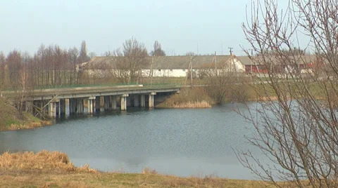 Small bridge over river Stock-Footage 38747621