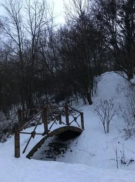 A small bridge in winter Stock Photos