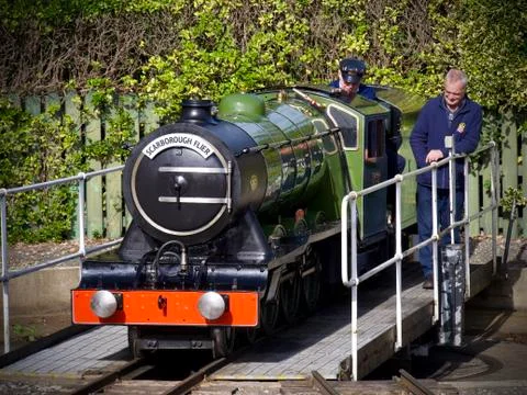 Small British Steam Engine Train On Light Gauge Railway Stock Photos