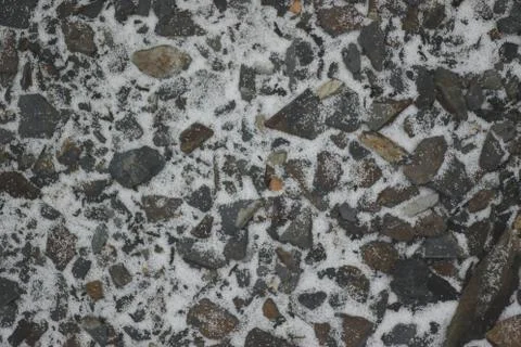 Small broken slate with snow Foto stock