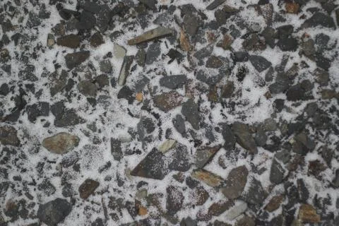 Small broken slate with snow Foto stock