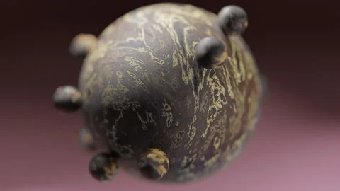 Small brown and creme colored balls orbiting a larger globe against a purpl.. Stock Footage 253636417