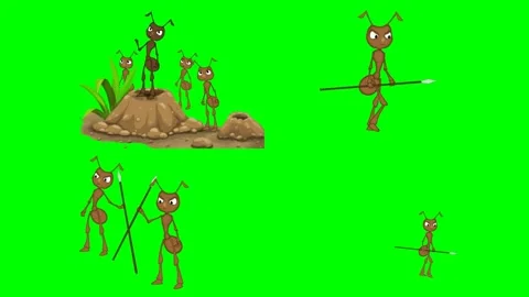 Small brown ant colony gathering around their dirt anthill mounds animations Stock Footage 334702645