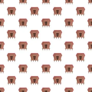 Small brown house repeating seamless pattern design Stock Illustration