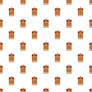 Small brown houses repeating forming a seamless architectural pattern Illustrazione stock