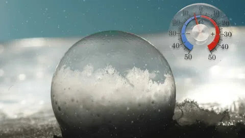 The small bubble formed with the snow in Estonia Stock Footage 172528111