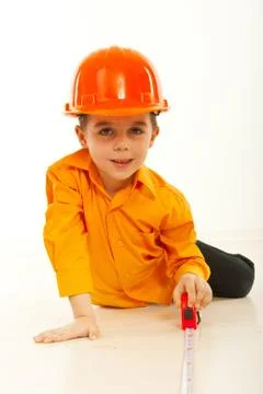 Small builder boy Stock Photos