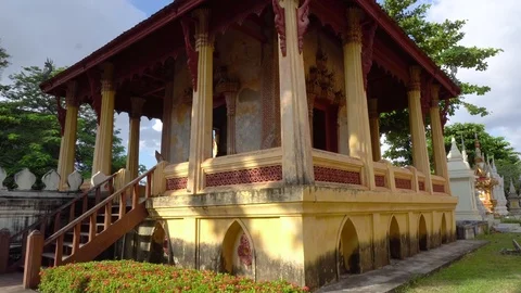 Small building of buddhist graveyard in Laos Stock Footage 83231565