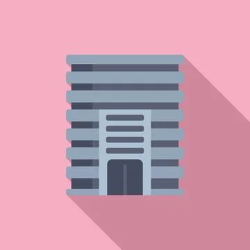 Small building icon flat vector. City area street office Ilustración de archivo